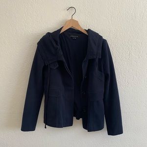 Theory - Emilen Hooded Button Down Jacket in Navy - Size : S